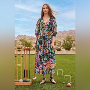 Johnny Was Wild Blooms Dolman Tiered Dress Size XS Boho Floral Pattern